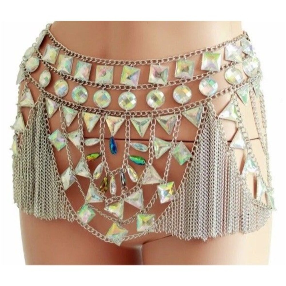 Sexy Mesh Sequins Skirt Tassels Rave Burning Man Festival